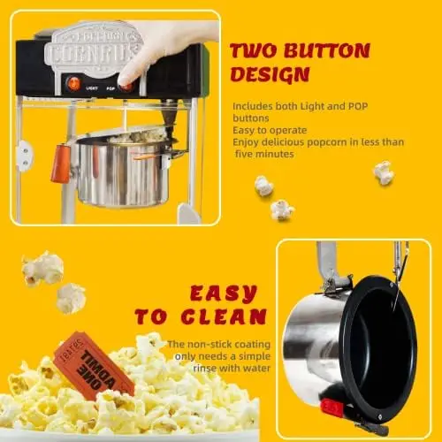 Vintage Professional Popcorn Maker: 4 oz Theater-Style Machine