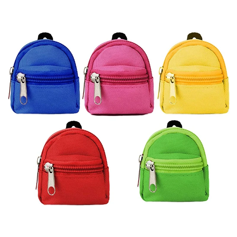 

Miniature Doll Backpack Doll Bag 5Pcs Cute Zipper Backpack Doll Accessories For 15-30Cm Dolls,Dollhouse School Supplies