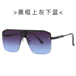 Gradient Oversized Rimless Vintage Square Sunglasses - Trendy Unisex UV400 Eyewear (As Show)