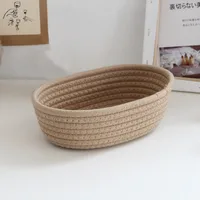 Storage Basket Storage Box Desktop Sundries Storage Basket Cosmetics Snack Porch Hand-Woven Cotton Thread Storage Basket Gift 3