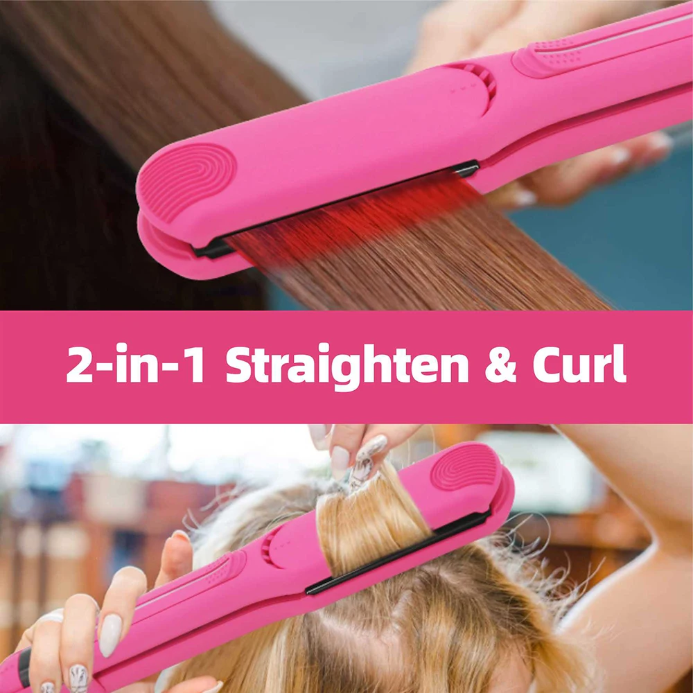 Infrared Hair Flat Iron 450°F Professional Hair Straightener Curler Ceramic Fast Heating Plate 230℃ Salon Hair Iron Dual Voltage 2
