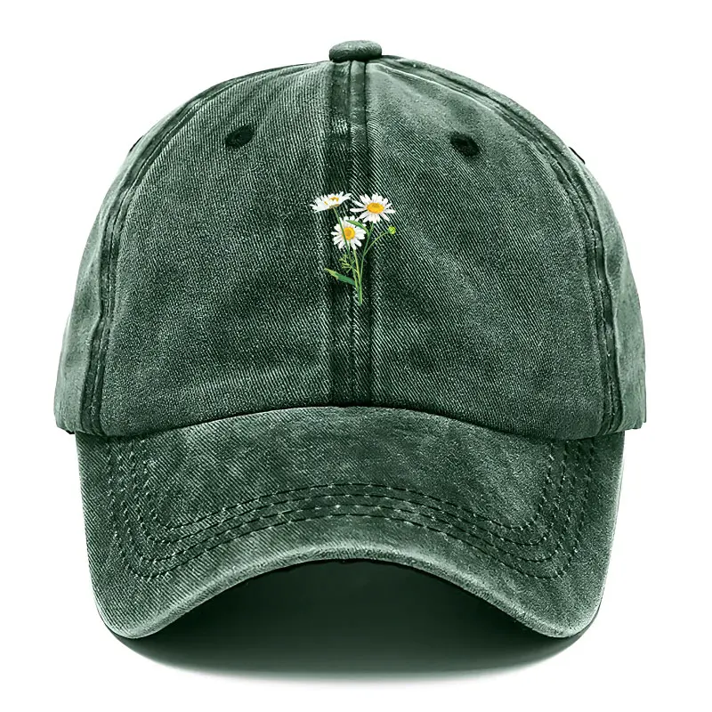 Baseballkappe mit Blumenstickerei, gewaschene Baumwolle, Vintage-Dad-Hat, modische Streetwear, Hip-Hop, verstellbar, Unisex, lässige Sommerkappe – Detail 6
