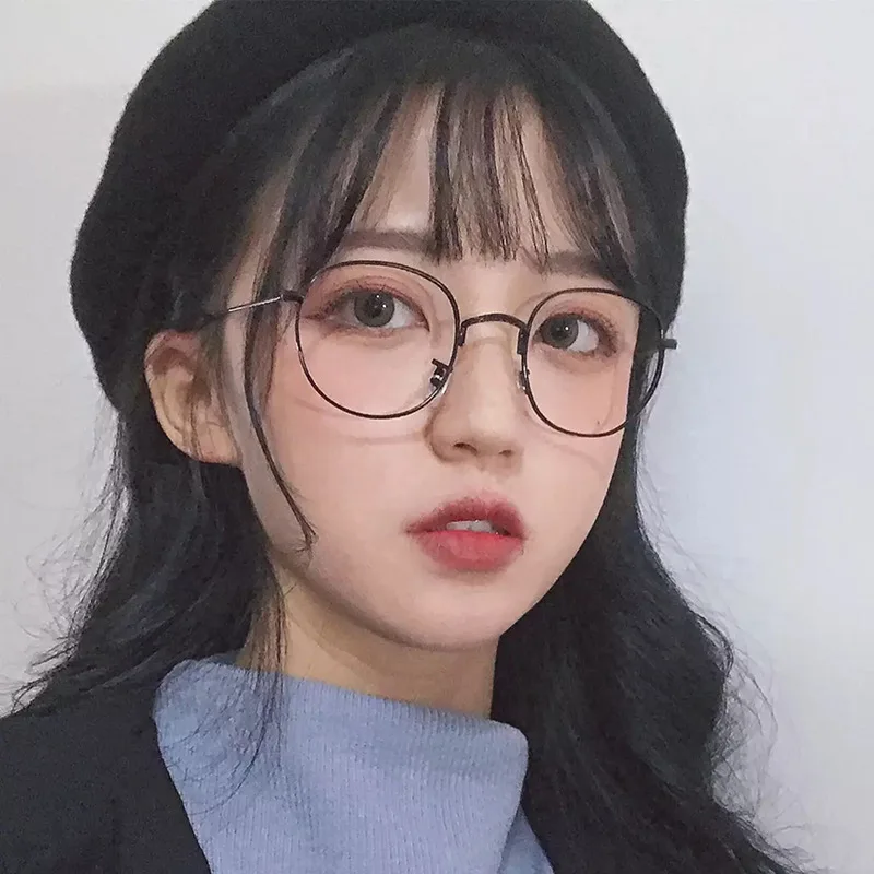 

New fashion simple unisex round Plain glasses for men women Metal frame glasses for wedding party eyeglasses for female male