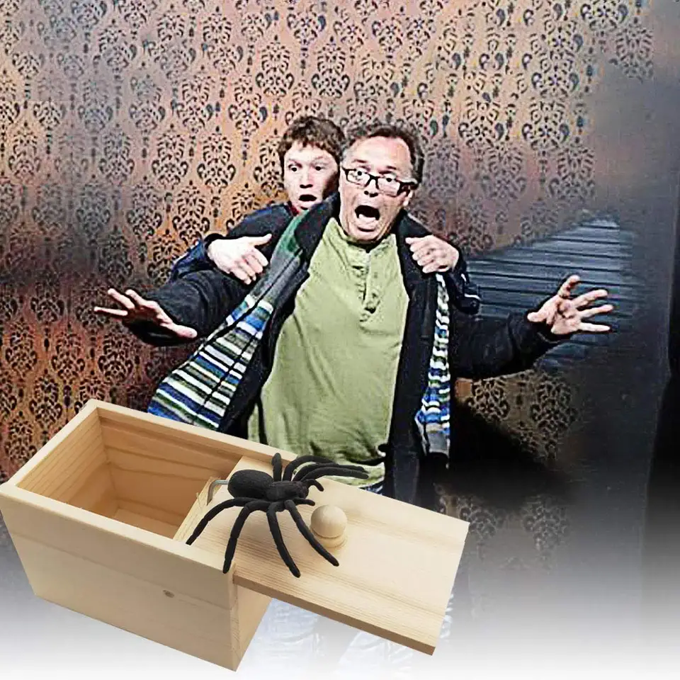Scatola Scherzo Con Ragno In Legno - Gioco Spaventoso Per Feste Halloween E Divertimento Tra Amici - 2