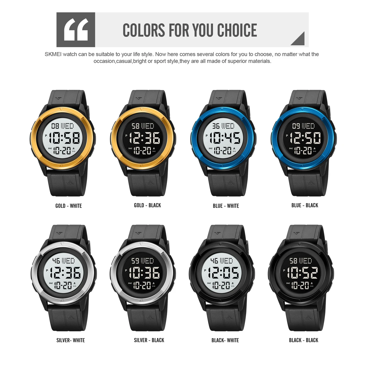 SKMEI Fashion Sport Multifunctional Digital Watch For Men Waterproof Alarm Countdown Military Electronic LED Wristwatch Reloj