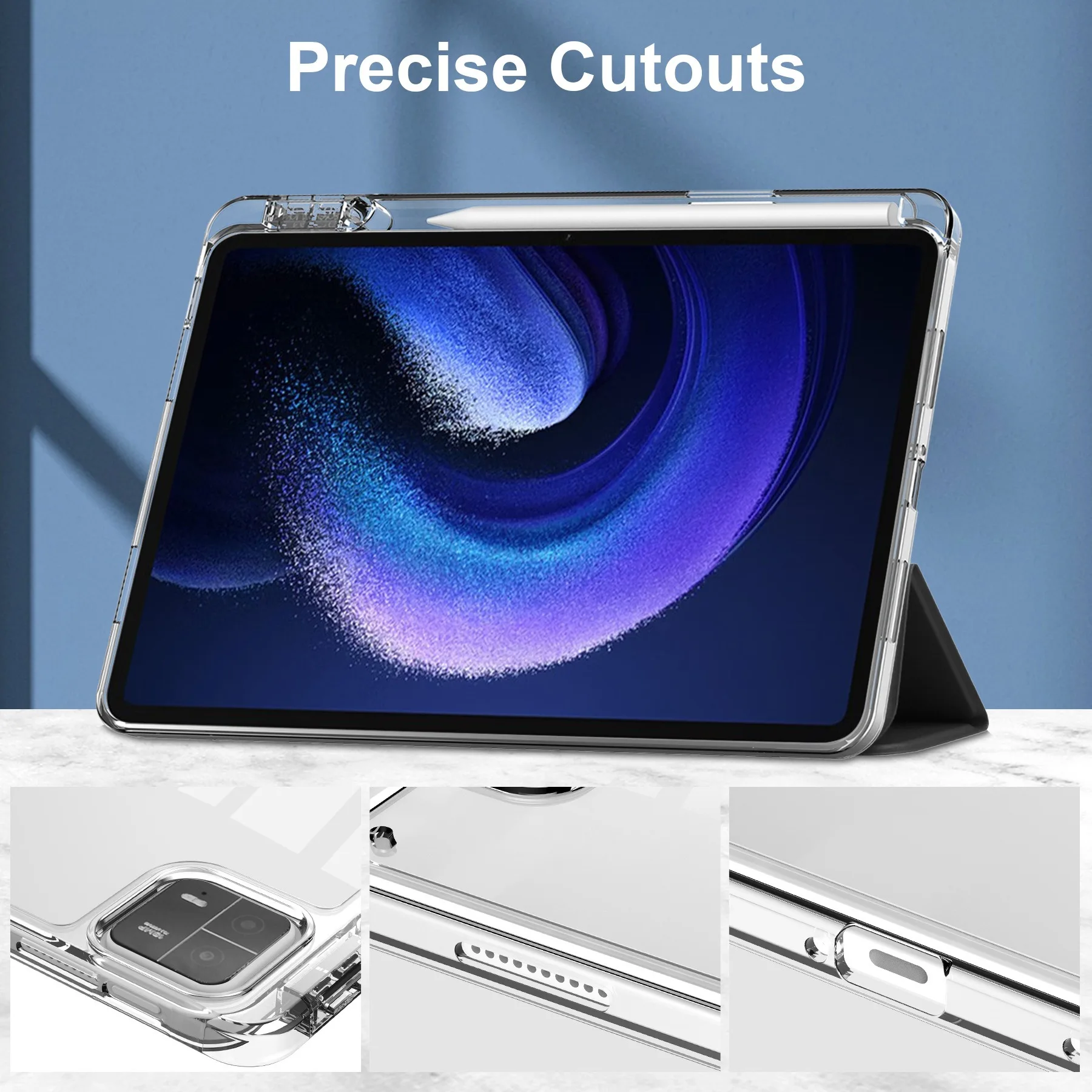 Case for Xiaomi Mi Pad 5 Pro 11 MiPad 6 Pro 11 7 PRO 11.2 HD Transparent Case Redmi pad SE 11 PRO 12.1" with Awake / Sleep Cover 6