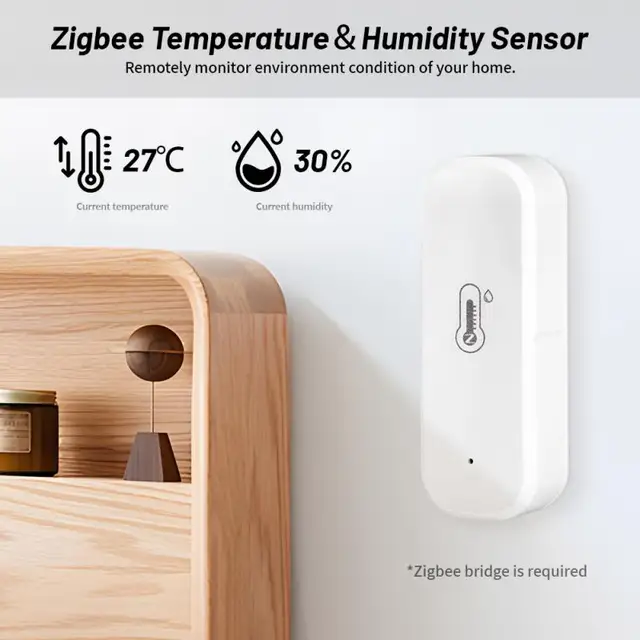 Aubess ZigBee/WiFi Tuya Smart Temperature And Humidity Sensor Smart Life APP Wireless Remote Control Work With Alexa Google Home 5