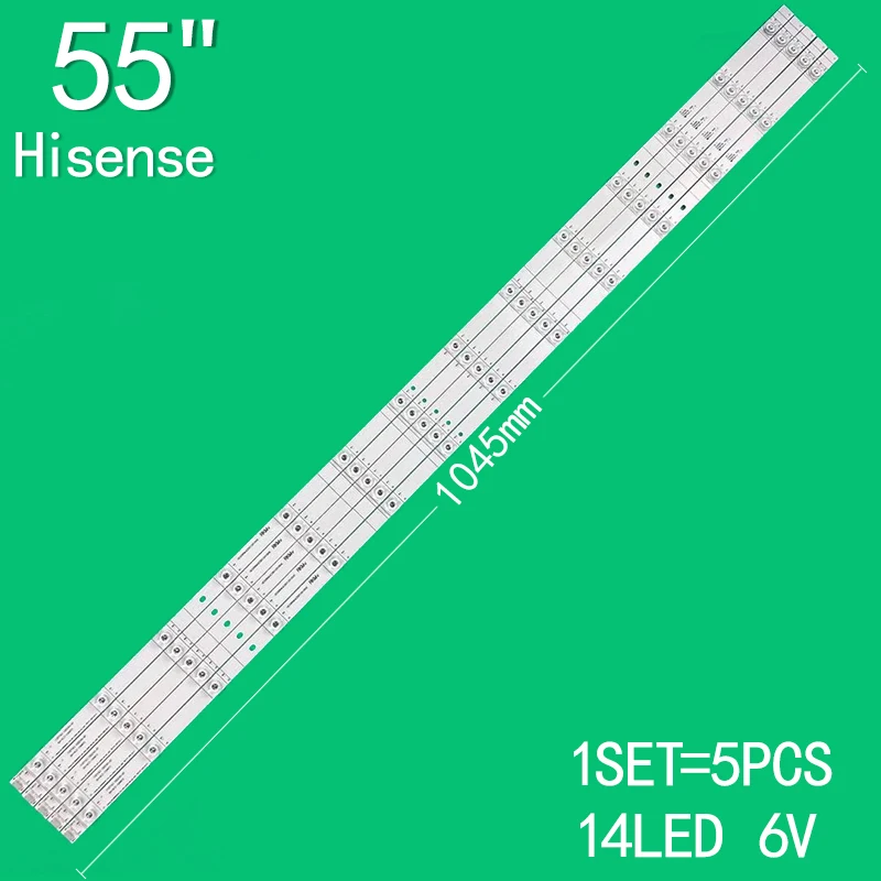 5pcs LED backlight strip for Hisense 55H8E 55H9E 55HS68U IC-A-CNDN55D975 H55A6500 55_HD550S3U51-TA_5X14_3030C