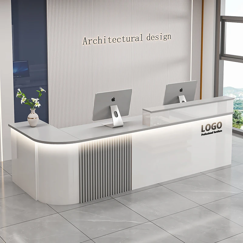 Bancone bar da ufficio professionale Banco reception dal design semplice e di lusso personalizzato Salone di bellezza Bancone Bar Lusso Mobili commerciali - immagine 3