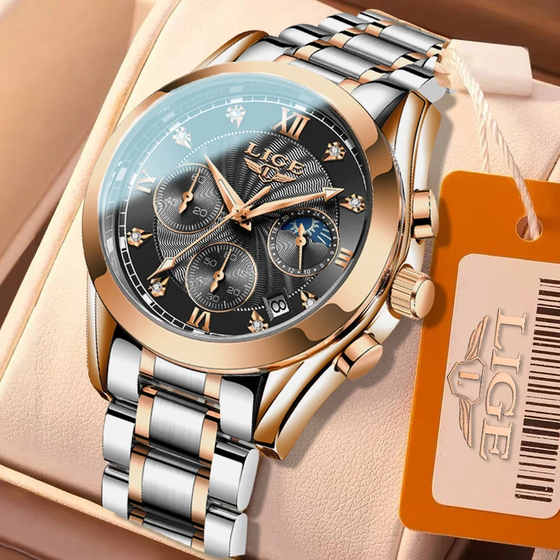 LIGE New Fashion Watch Women Watches Ladies Stainless Steel Bracelet Waterproof Watches Female Quarzt Clocks Relogio Feminino