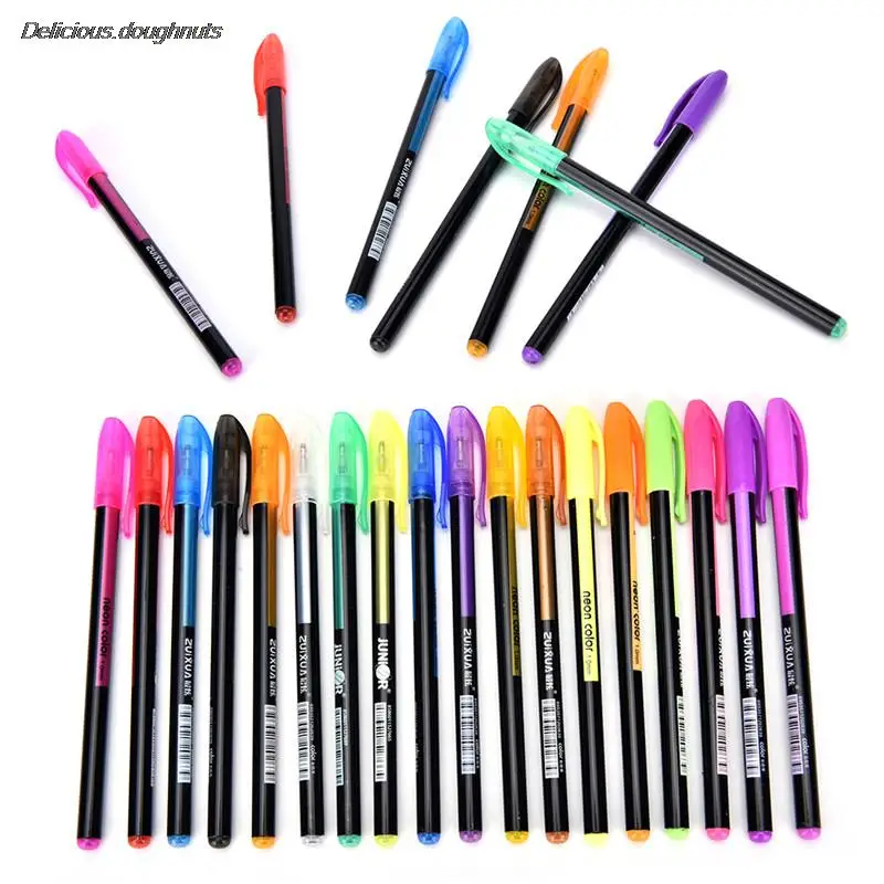 48 Colors Gel Pens Set Rollerball Ballpoint Pastel Neon Glitter