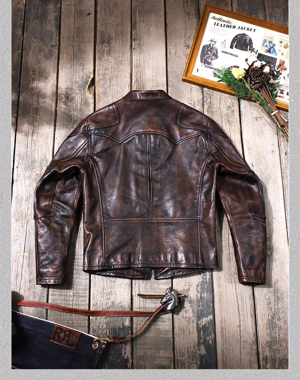Tea Core Horseskin Venom Biker Leather Wash Distressed Tom