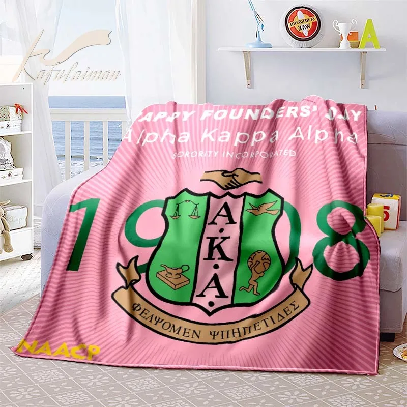 Society Gifts AKA Blanket Soft Flannel Throw Lightweight Plush Blankets Applicable for All Season Sorority Gifts for Girls&Women 2