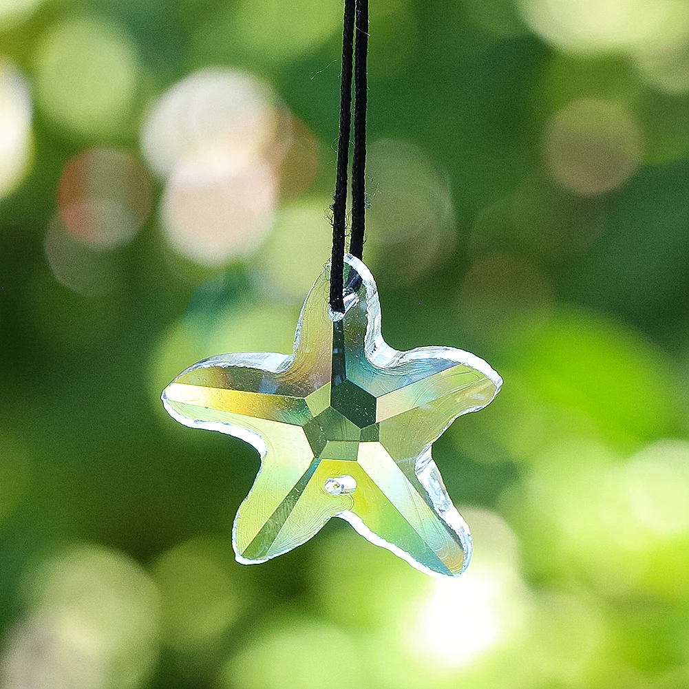 1PC Starfish Crystal Pendant Clear Chandelier Part Suncatcher Crystal Prisms Creative Sea Star Hanging Home Wedding Decor 2holes