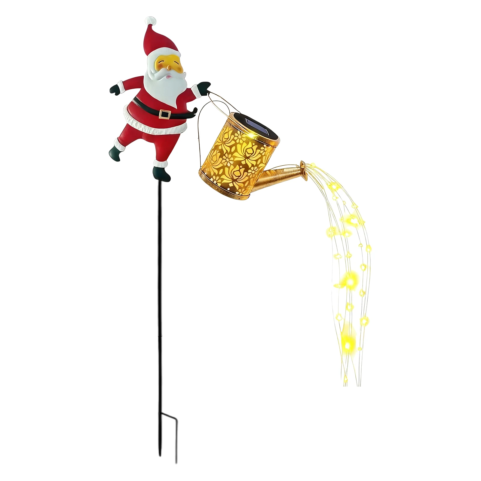 Christmas Santa Solar Kettle Lights Waterproof Christmas Santa Ground Light with 2 Colors Metal Outdoor Kettles Light for Decor