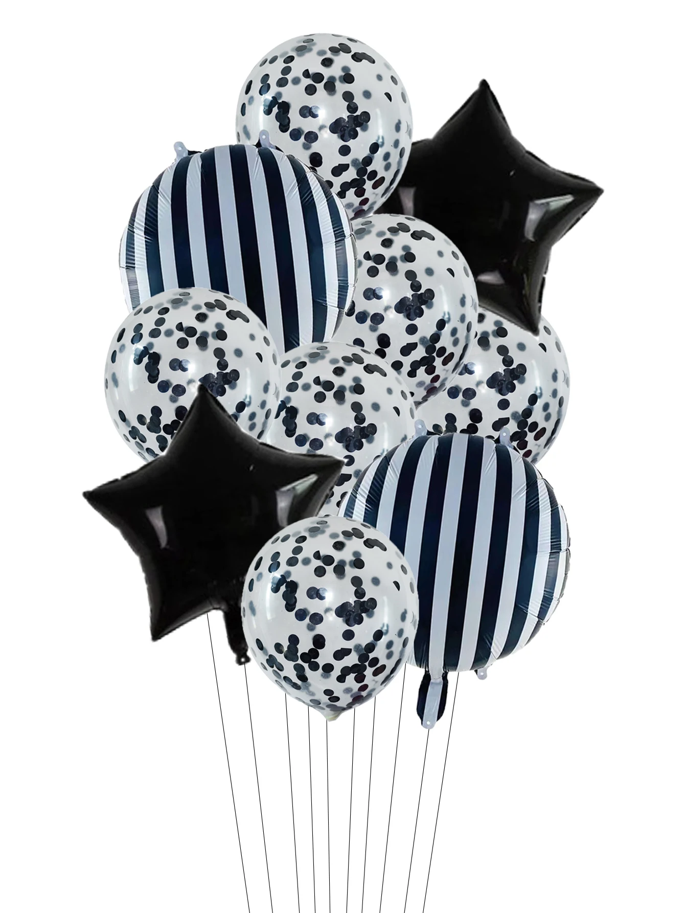Ensemble de ballons à rayures noires et blanches de 18 pouces, 10 pièces,  confettis transparents en Latex, décoration de Club de course, décorations  de fête d'anniversaire - AliExpress, image size:1340x1785
