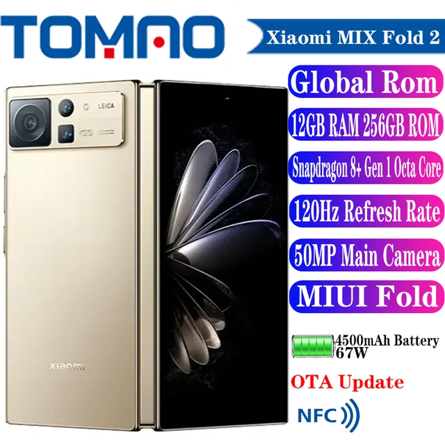 Global rom original new xiaomi mix fold mobile phone folding scre mah w snapdragon