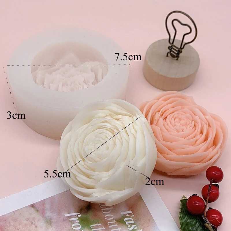 DIY Rose Silicone Mold Flower Candle Mold 3D Candle Soap Plaster Resin Cake  Baking Tool Home Decoration Gift Flower Heart Molds