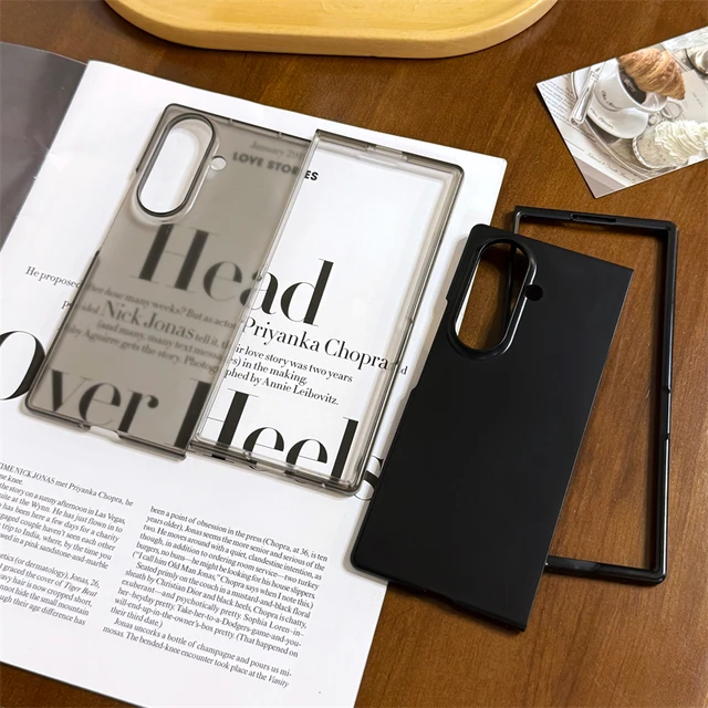 جراب هاتف قابل للطي من البولي كربونات فائق النحافة غير اللامع لهاتف Samsung Galaxy Z Fold 7 6 5 4 3 Fold7 Fold6، غطاء خلفي صلب شفاف مقاوم للصدمات 4
