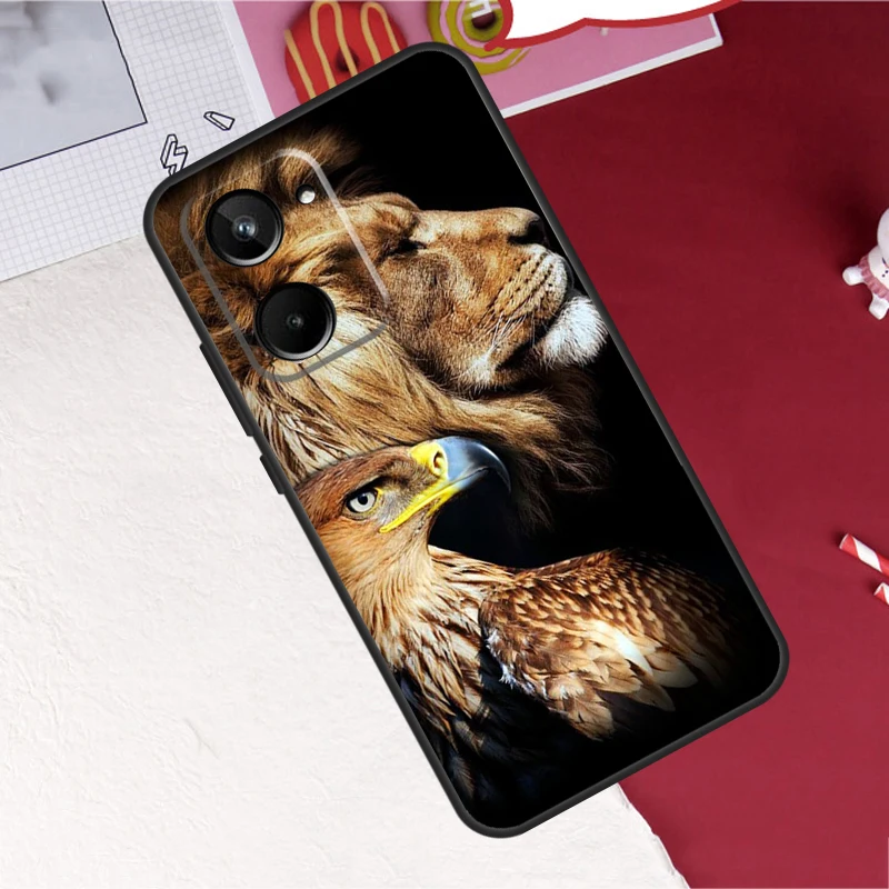 Wild Animal Design Protective Case with Lion, Wolf, Tiger, and Eagle Imagery