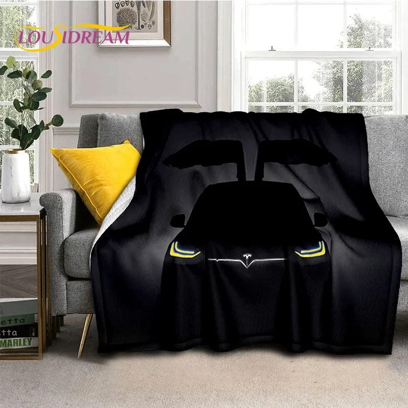 thumbnail image 1 of Manta de franela suave con el logotipo del coche Tesla impresa en 3D para camas, dormitorios, sofás, picnics, manta para cubrir la siesta al aire libre, regalo, 1 of 5