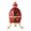 QIFU New Arrival Fashion Red and Black Faberge Egg Jewelry Box for Home Decoration 3