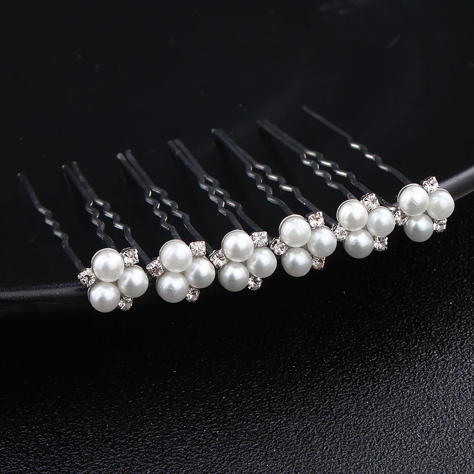 Austrian Crystal Rhinestones Bridal Hairpins Pearl Wedding Headpieces Hair Jewelry Accessories 6 pcs/lot For Women Holiday Gift bridal hair accessories,hair accessories