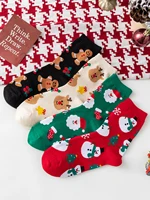 4 Pairs Christmas Socks Woman Funny Santa Claus Christmas snowman Socks Kawaii Cartoon Animal Girl Cute Novel Christmas Gift Soc 2