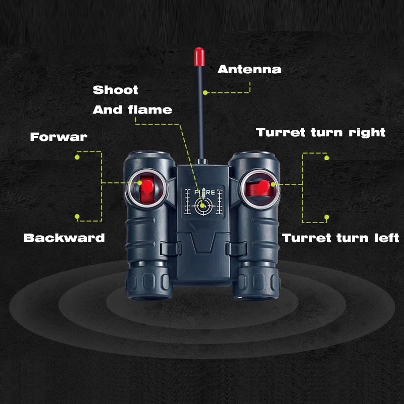 Rc Tank Smoking Shoot Bullet Electronic Remote Control Car Move By Apron Wheel Rocket Sled Toy With LED Flame Sound Kids Gift 4