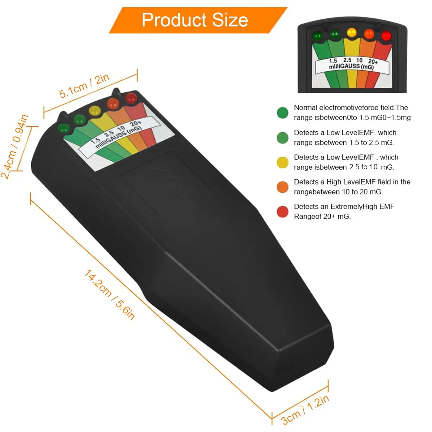 5-10pcs K2 EMF Meter LED Indicator Gauss Meter LCD Digital Electromagnetic Field