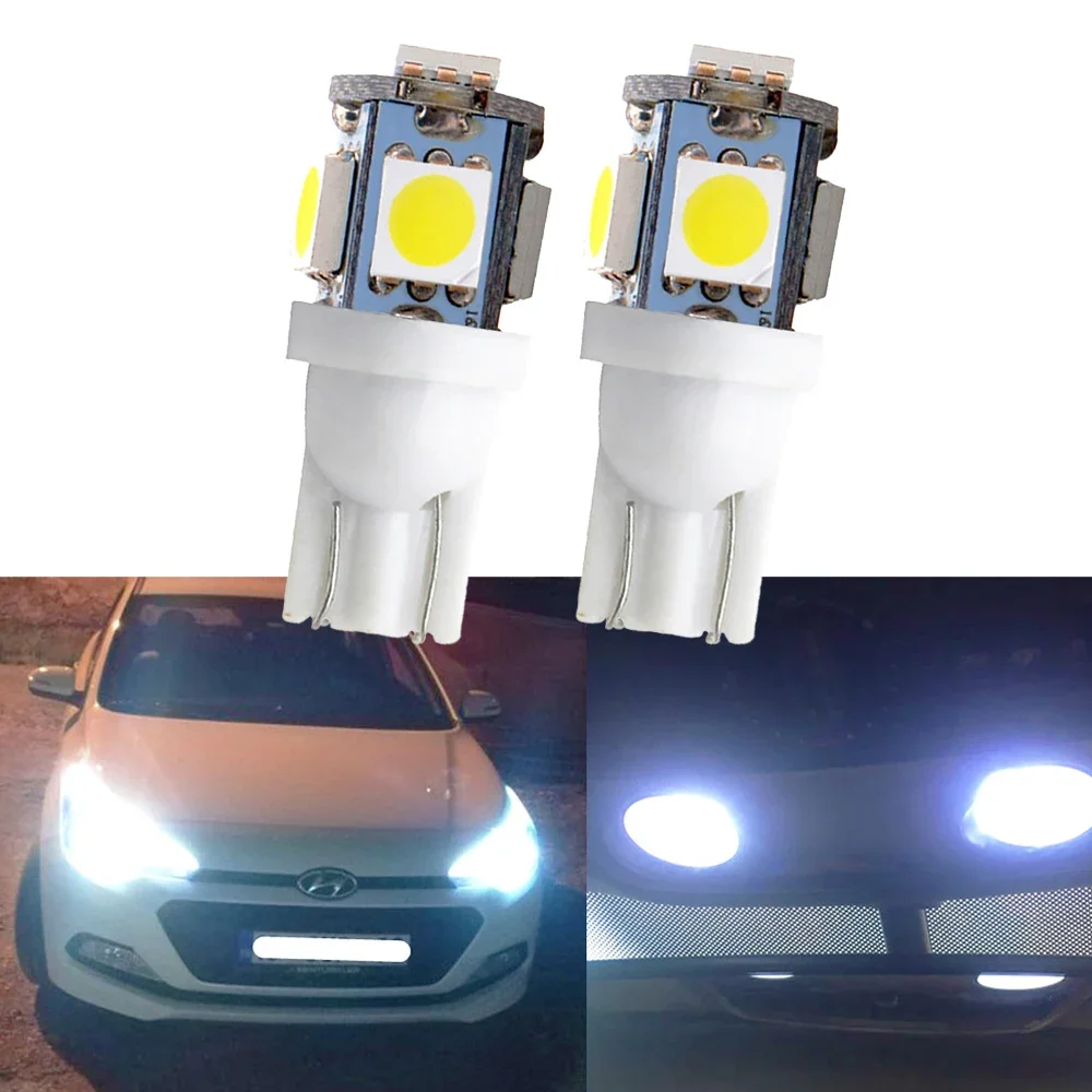 2X Car Led T10 W5W 5050 5Smd Multicolor Wedge Light Dc 12V Lampadine Targa Marker Reading Dome Trunk Backup Lamp Attachment