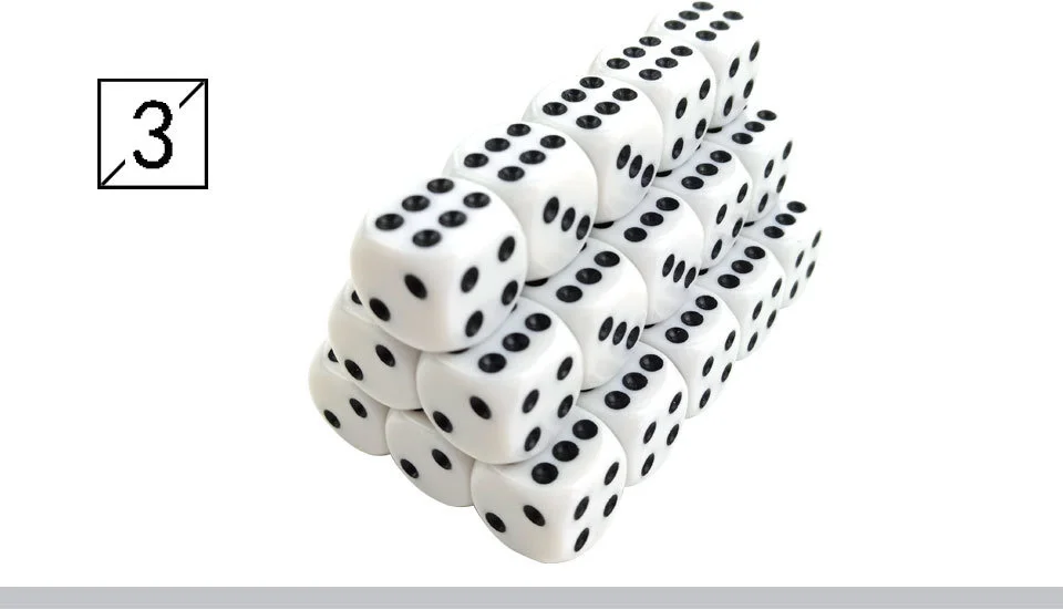 Yernea High-quality 30PcsLot 16mm Dice Set White Black Point Drinking Dice Acrylic White Round Corner D6 Points Dice Club Party (4)