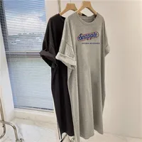 Robe ample à manches courtes pour femmes, grande taille, lettre rétro américaine imprimée 4