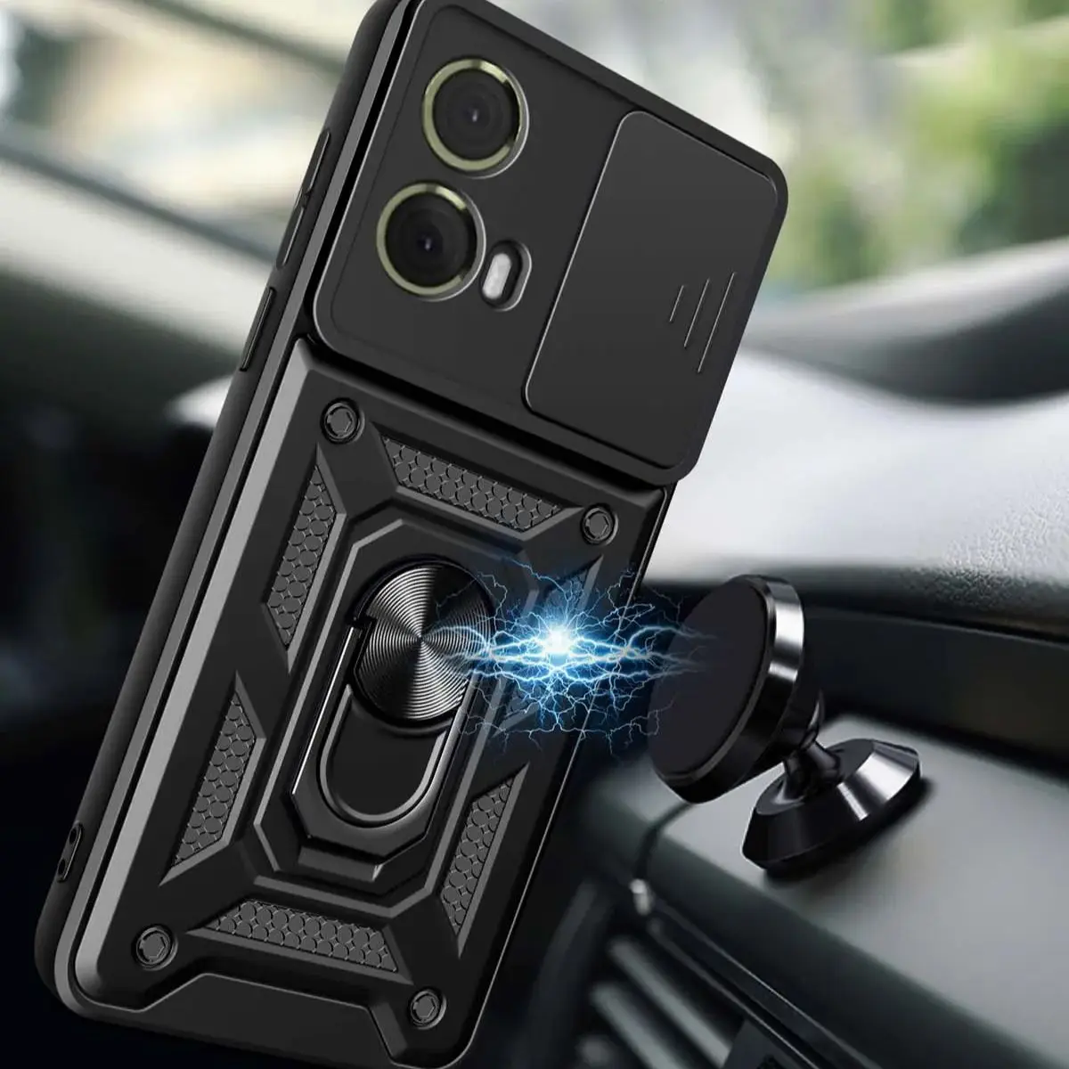 Armored Protective Shell with Magnetic Ring and Camera Protection
