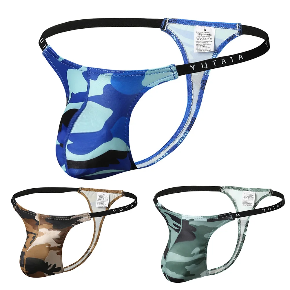 Mens Bugle Pouch Thong Sexy String Homme Camouflage Tight T Pants Briefs G-string Low Rise Male Underwear Thin Soft Panties mens pouch t back g string low rise jockstrap cotton thong briefs tight t pants mens underwear exotic трусы мужские