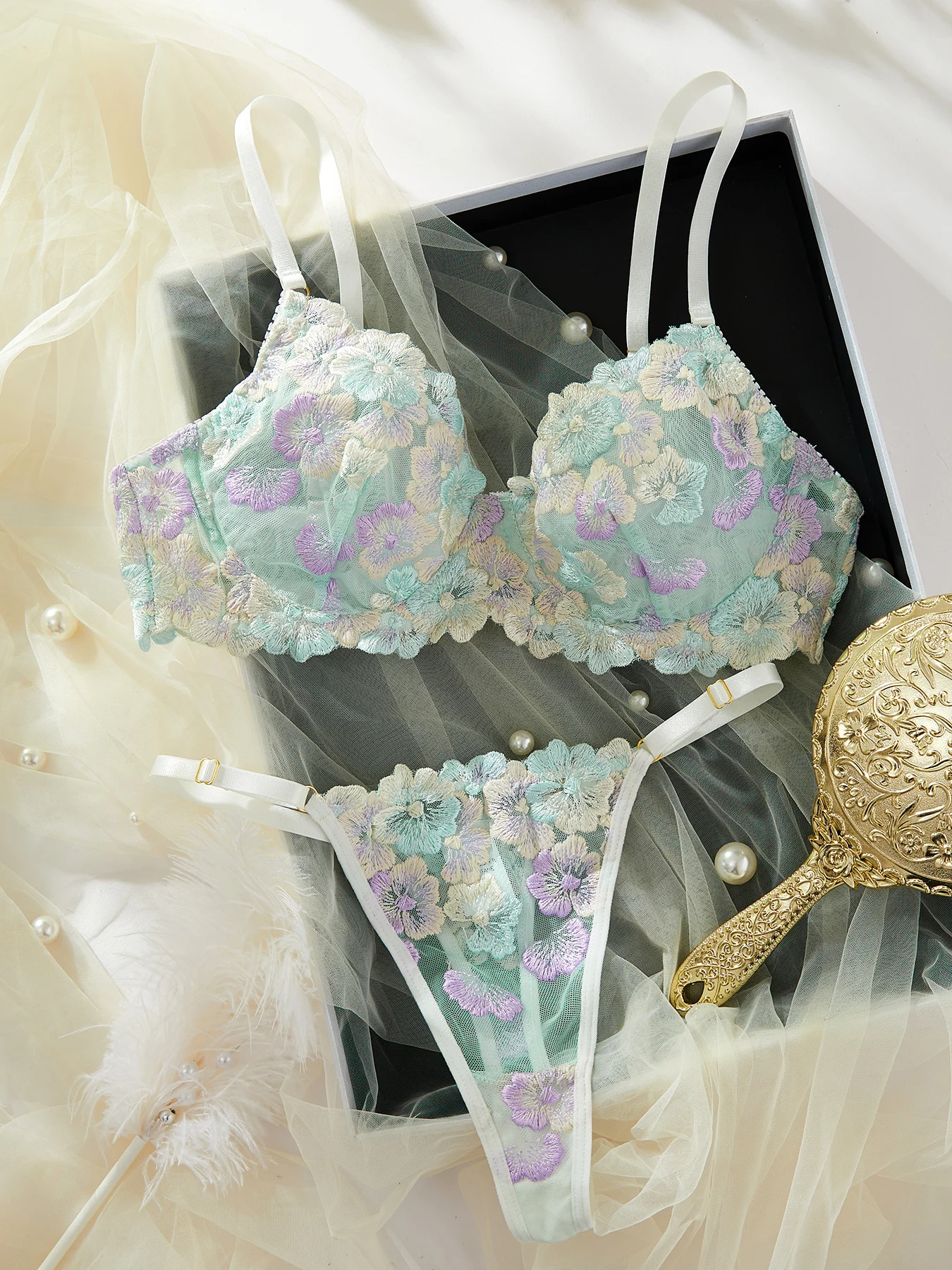 Ellolace Fancy Lingerie Sexy Delicate Underwear Lace Embroidery Bilizna Set Fairy Intim Goods Onlyfans Kit Beautiful Brief Sets - Image 5