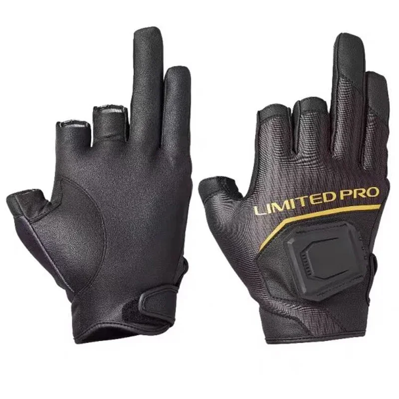 Men Leather Anti Slip 3/5 Half-Finger Fishing Gloves Outdoor Sports Camping Hiking Cycling Wear-resistant cycling gloves fishing gloves