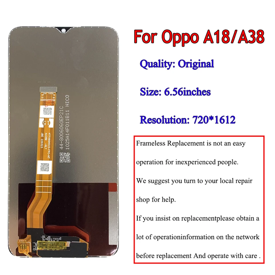 Reparo LCD Schermo per Oppo A38 LCD Display per Oppo A18 Schermo di Ricambio CPH2579 CPH2591 Digitizer Vetro Touch Screen Assemblaggio con Riparazione (6.56,Nero