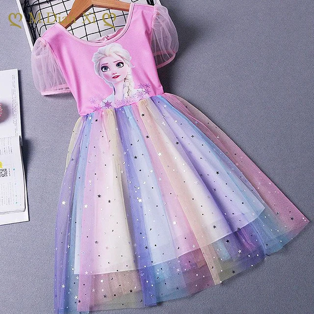 Vestido De Princesa Elsa Frozen, Vestido De Verão Para Crianças - Vestidos  Casuais Para Meninas - AliExpress