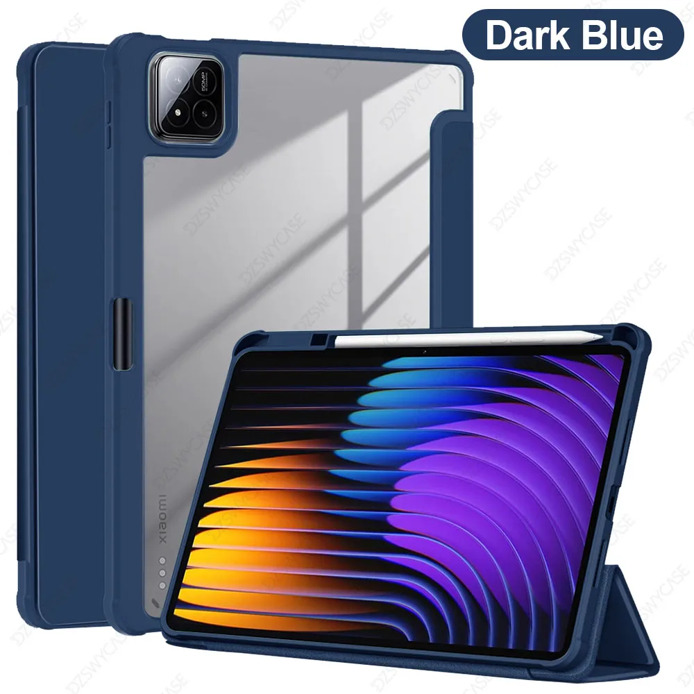 Durable Tablet Case with Pencil Holder and Clear Back Shell