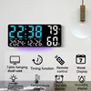Digital Wall Clock Mood Lighting Temperature Humidity Timing Countdown 2 Alarm Auto Dimmer Plug in Use LED Alarm Clock Remote 2