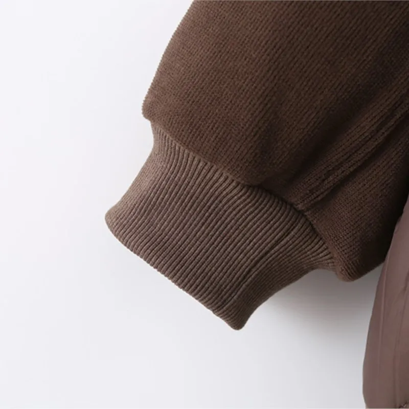 Women's Velvet Sleeve Splice Down Padded Coat, Loose Hooded Jacket, Warm Wadded Jacket, Casual Clothing, Plus Size, 5XL, Winter