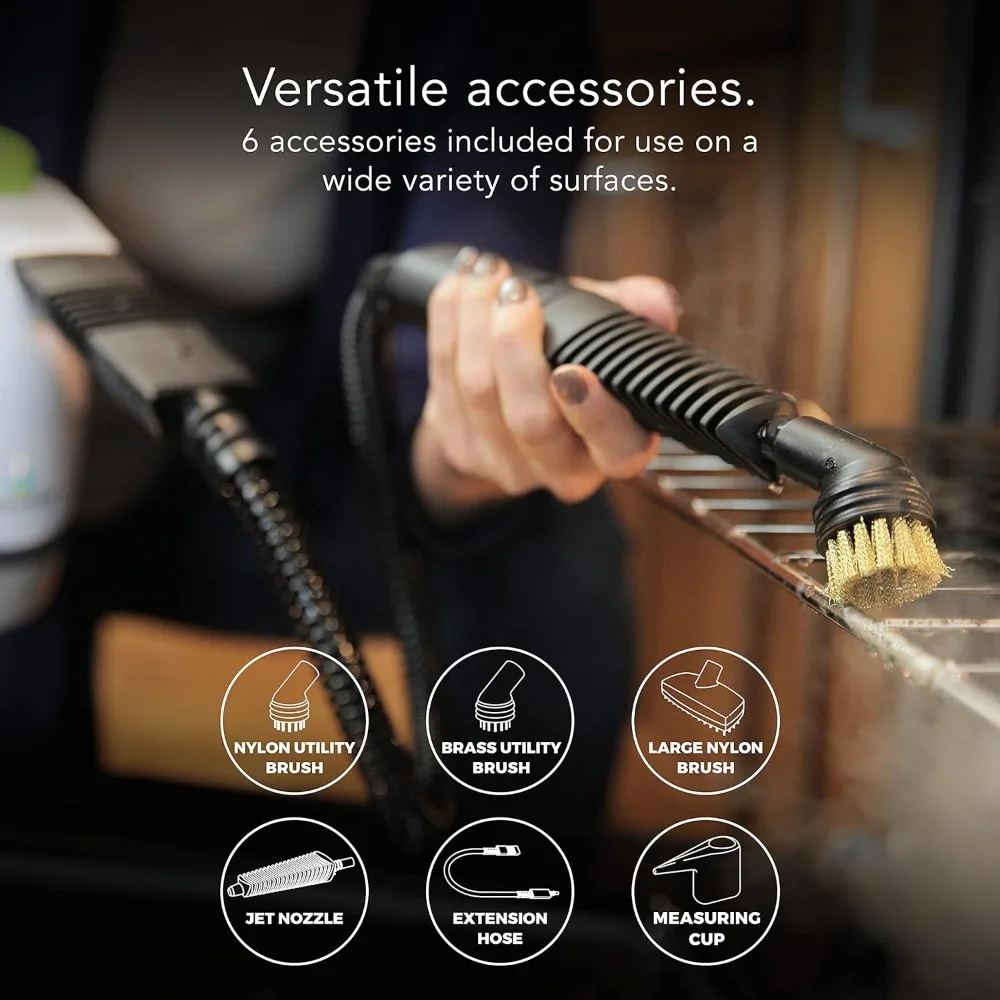 Handheld Steam Cleaner with 6 Accessories Included to Remove Dirt, Grime, Grease, Quick Heat Up Time, White 3