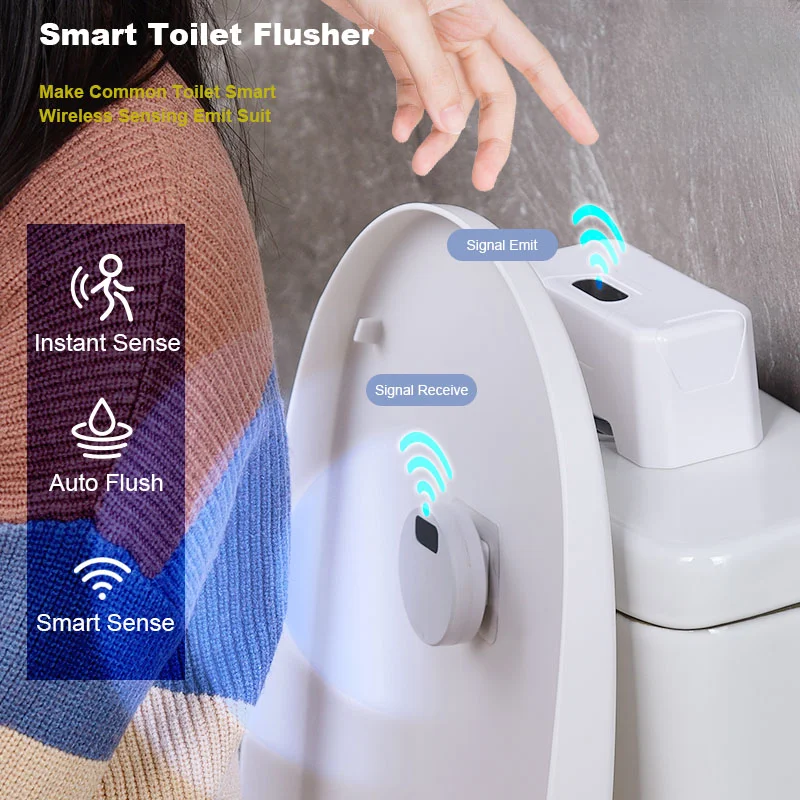 Automatic Toilet Flush Button Induction Toilet Flusher ExternalInfrared Flush KIT Smart Home Kit Smart Flushing Sensor