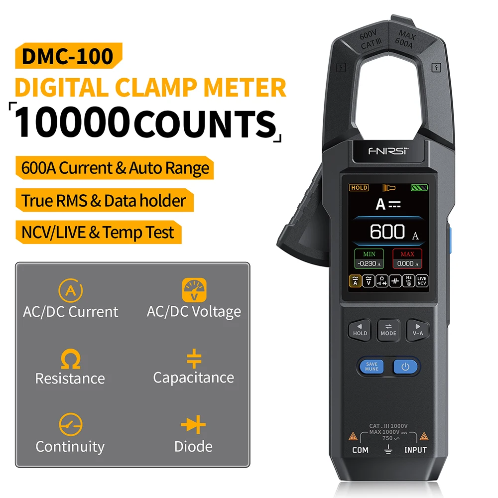 Digital Multimeter Multimeter Tester DMC-100 Digital Clamp Meter Multimeter Automatic Voltmeter Ammeter 600A 10000 Counts TRMS NCV for Electrician Tool