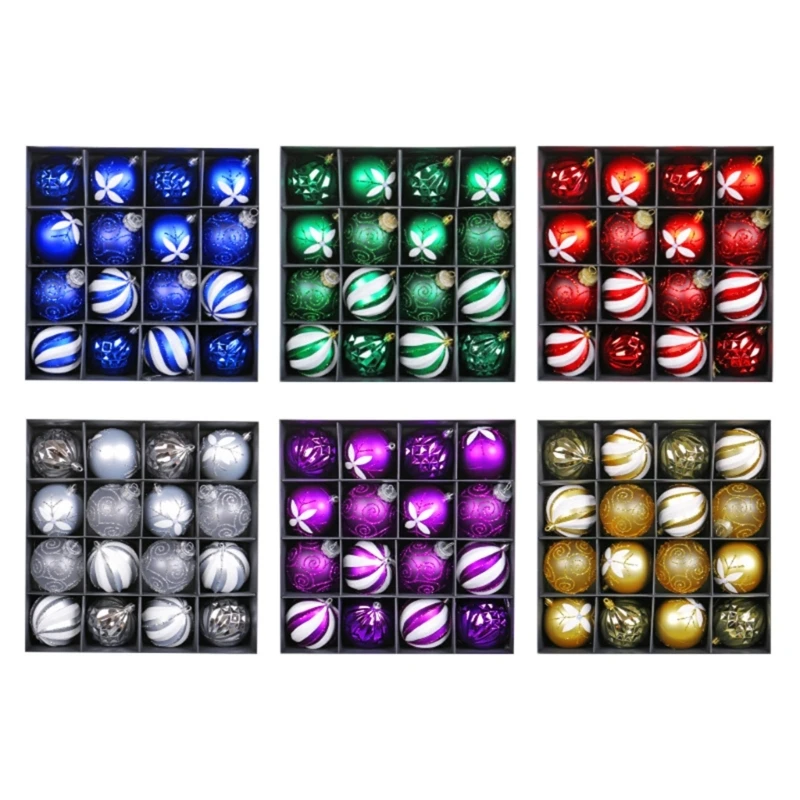 

16 шт., расписной рождественский шар, подвесной кулон, украшение для рождественской елки, домашнее свадебное рождественское на