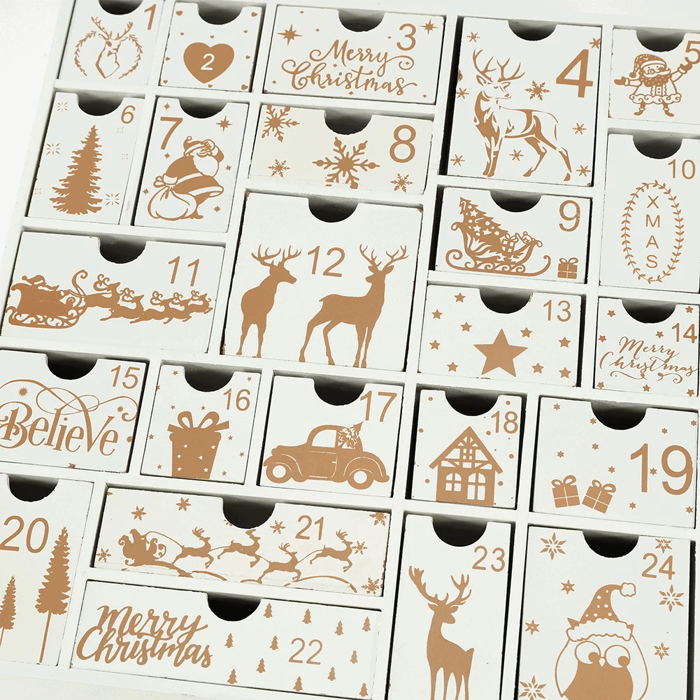 Christmas Wooden Advent Calendar With 24 Drawers Countdown To Home Christmas Decoration Calendar Ornament Xmas Gift for Kids