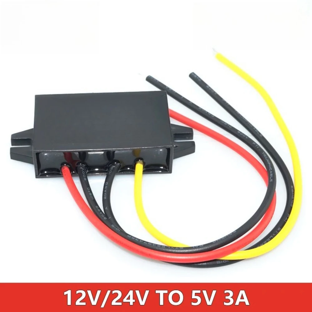 DC-DC 12V 24V에서 5V 3A 15W로 스텝다운하는 차량용 전원 컨버터, 역방향 보호 기능이 있는 타입-C USB 전원 공급 출력 어댑터