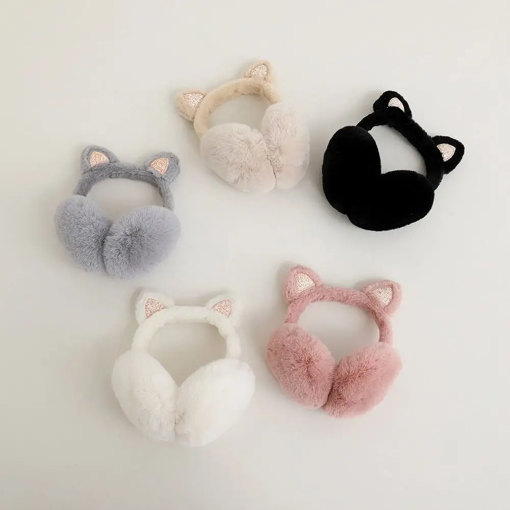 New Lovely Winter Warm Cat Ear Warmers Glitter Ears Plush Earmuffs for Women Playful Girls Ear Muffs Cold Protection Warm Hot