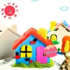 5pcs Unfinished Wooden Piggy Banks Kids DIY Coin Bank Change Container Handmade DIY White Embryo Small House Deposit Can 4